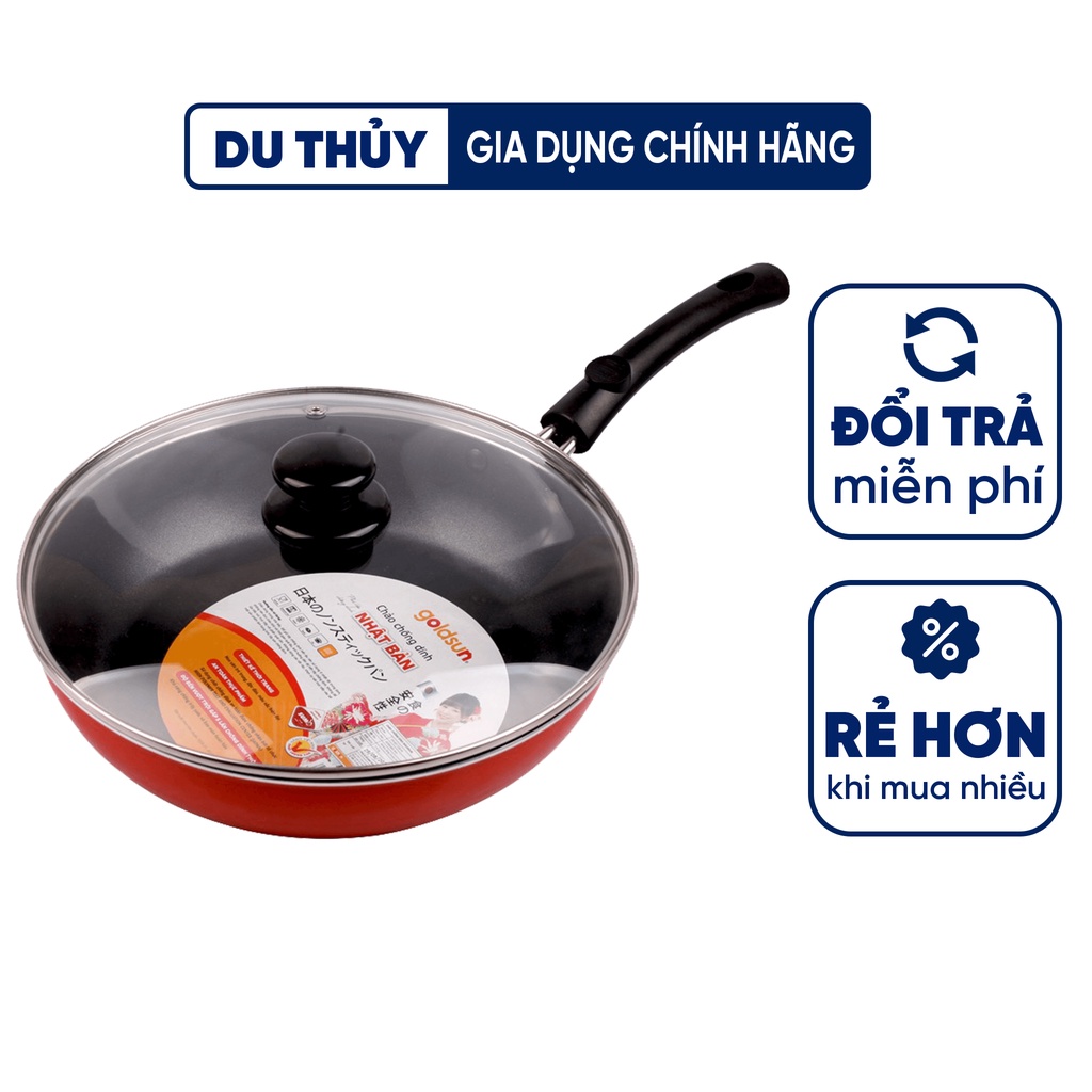 Chảo chống dính Goldsun FP-GE1726IH chống dính Okitsumo Nhật Bản siêu bền, tay cầm bọc nhựa cách nhiệt thiết kế đẹp mắt