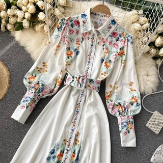 [ORDER] ĐẦM MAXI CỔ SƠMI THẮT ĐAI ĐÍNH NÚT