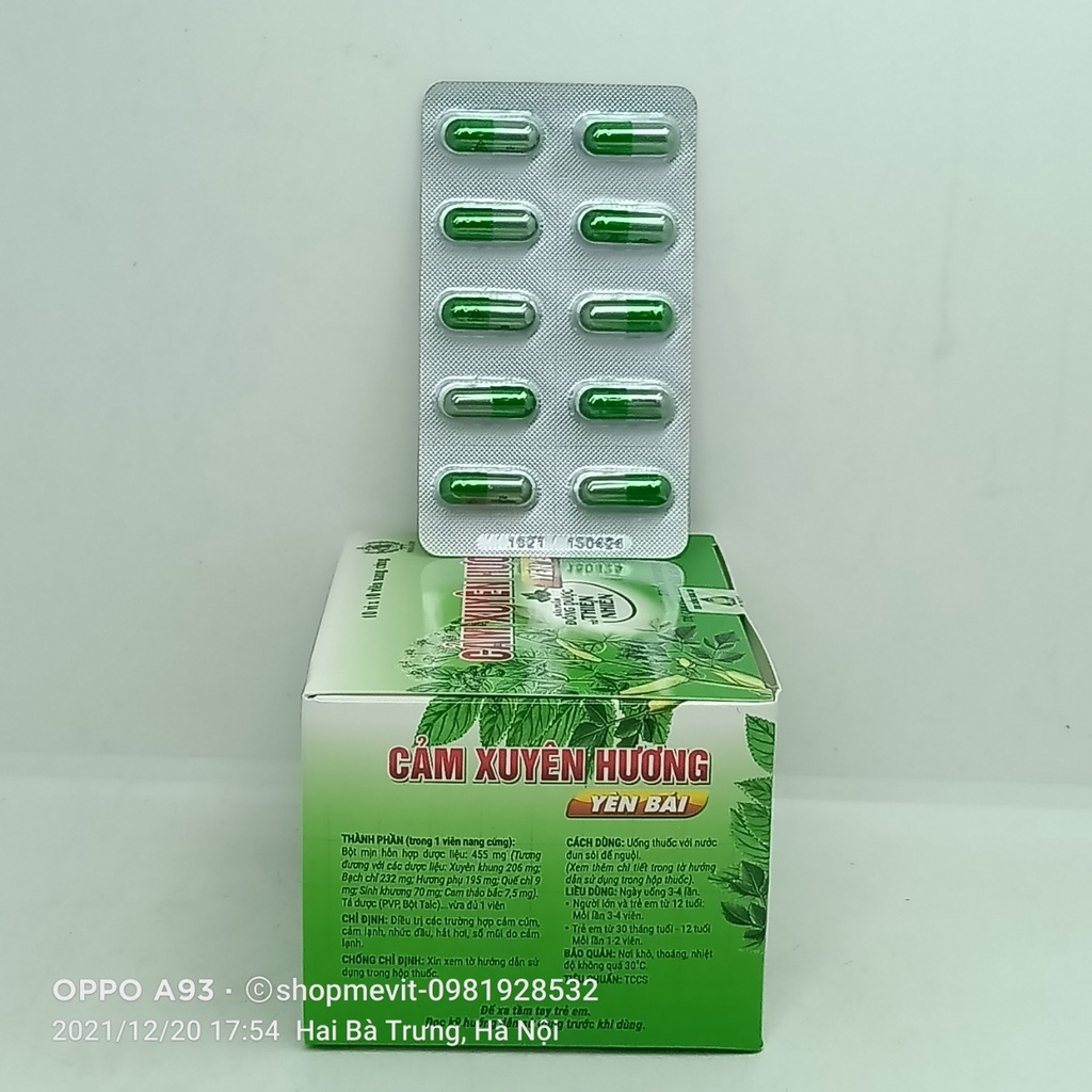 Viên uống cảm xuyên hương Yên Bái hộp 100 viên