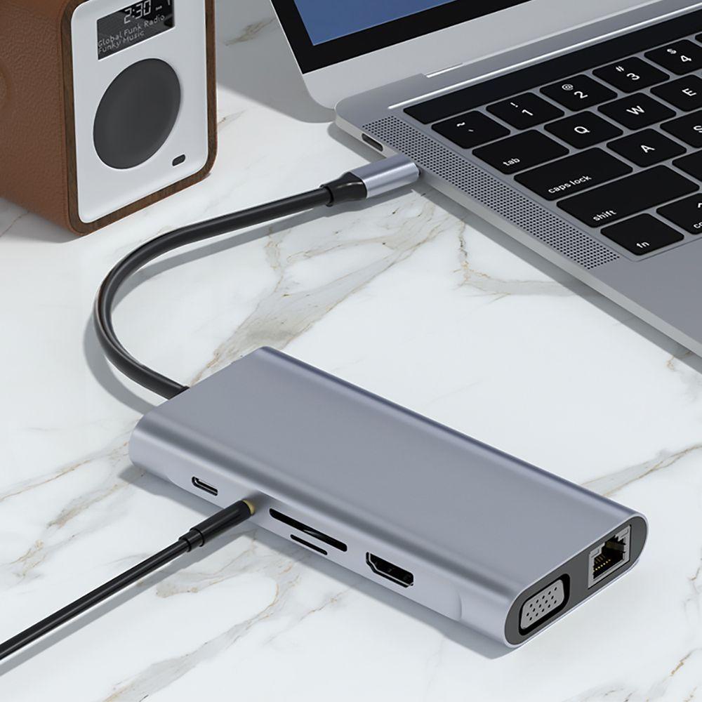 BEBETTERM Bộ Chia Nhiều Cổng USB Type-C Và Cổng Sạc 3.5mm USB 3.0 4K HDMI Cho Laptop PC