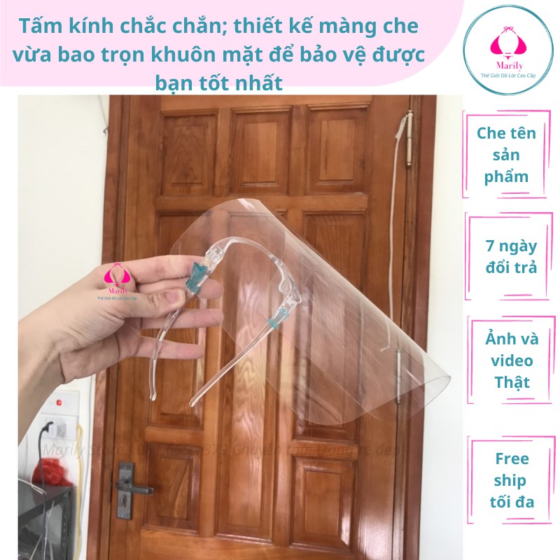 Kính Chống Giọt Bắn Phòng Dịch Bảo Hộ Full Face Trong Suốt, Mặt Nạ Chống Dịch Chống Bụi Marily