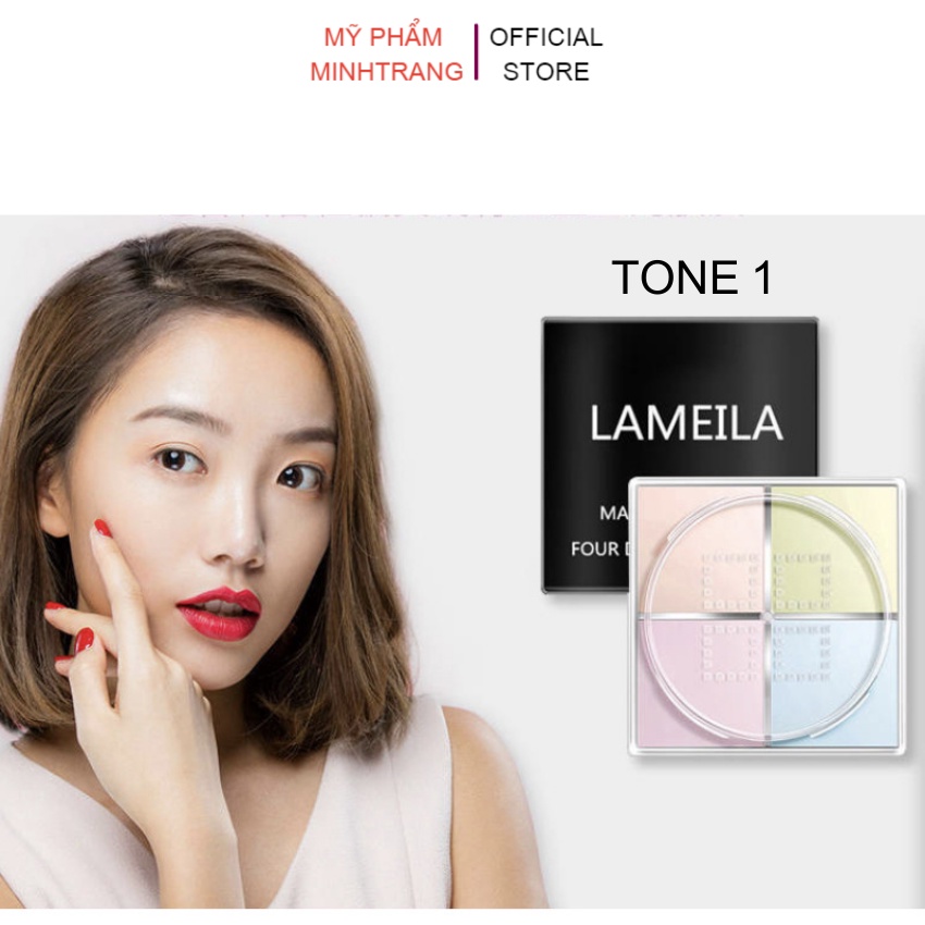 Phấn phủ Lameila Makeup Powder 5047,phấn nền 4 ô màu dạng bột kiềm dầu,không thấm nước,che khuyết điểm,mềm mịn,sáng da