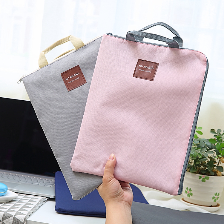 Túi Vải Canvas Đựng Laptop Khổ A4 13 inch Đa Năng Chống Thấm Nước Có Khóa Kéo