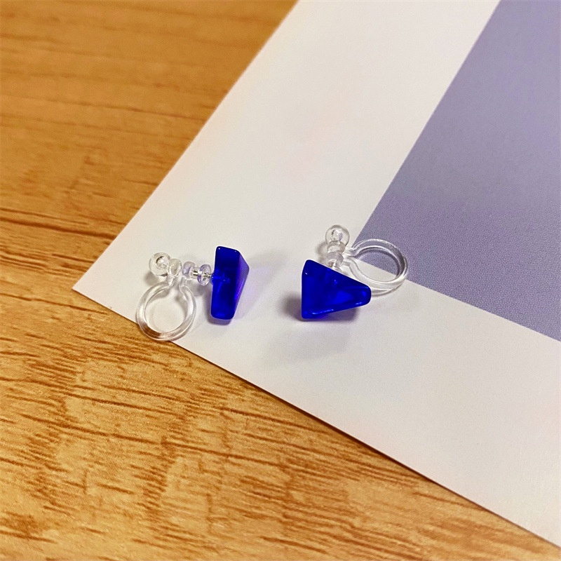 Bông Tai Mạ Bạc 925 Mini Hình Trái Tim Màu Xanh Dương Phong Cách Mới Thời Thượng F873