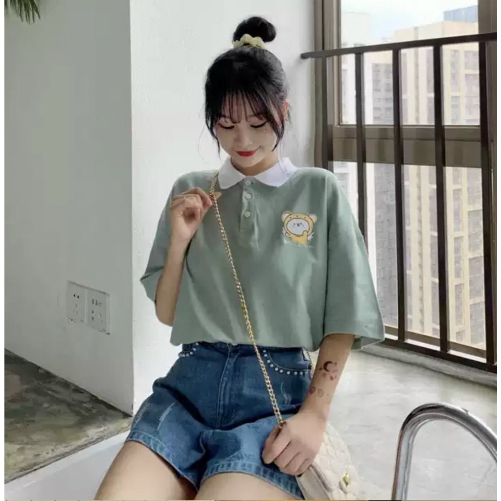 Áo Phông POLO Nữ Có Cổ Form Rộng In Cerberus  Siêu Dễ Thương Unisex Tay Lỡ Chất Thun CottonTTQ0025