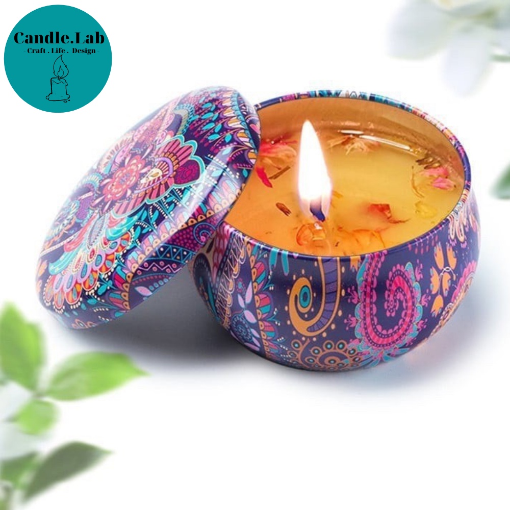 Nến thơm hoa khô - Nến thơm phòng thổ cẩm candle cup hoa khô handmade vnxk bath body works, sáp thơm phòng tinh dầu