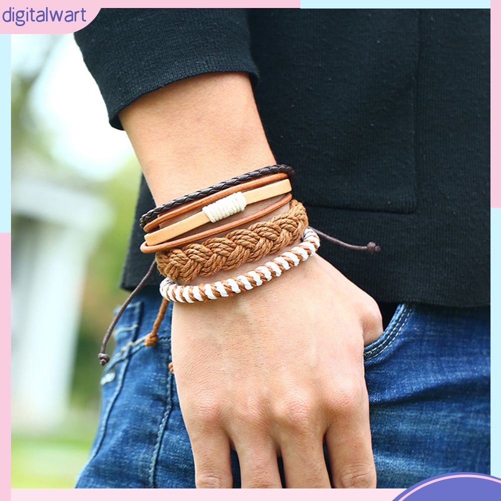 Set 6 dây đeo tay giả da thời trang nam