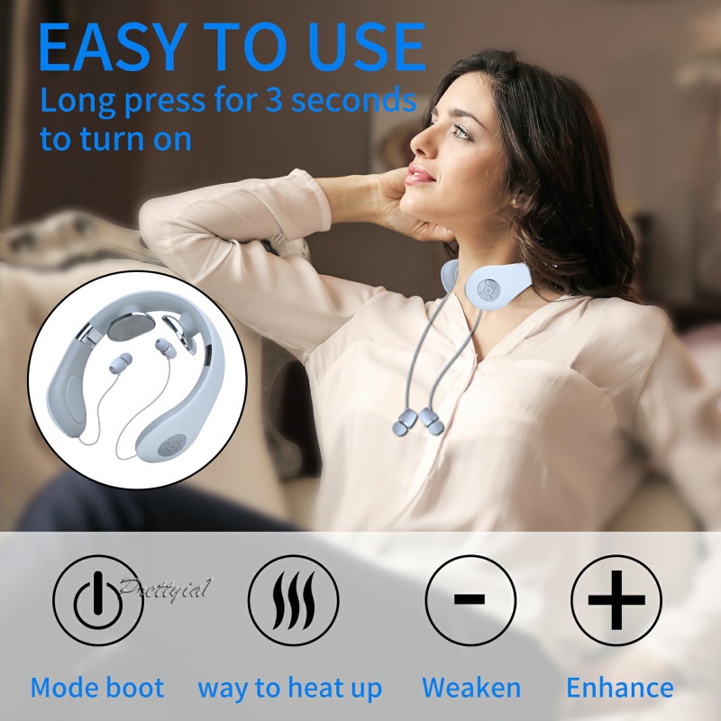 [PRETTYIA1]Portable Neck Massager Bluetooth Headphone Neckband Earphone