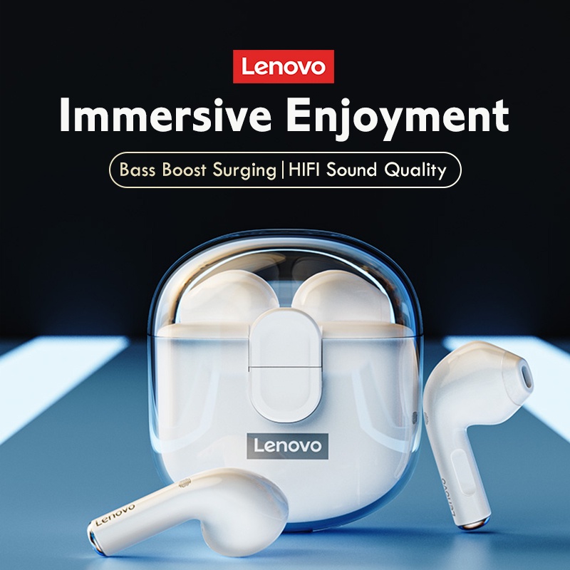 Nguyên bản Lenovo LP12 TWS Tai nghe Bluetooth không dây Hộp trong mờ Điều khiển cảm ứng giảm tiếng ồn với Mic