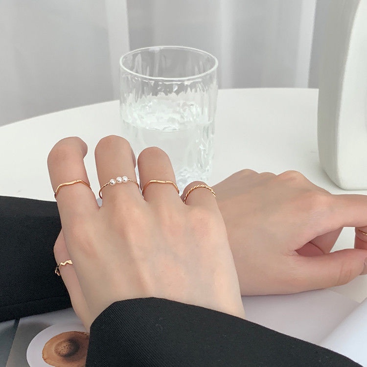 Bộ Nhẫn Đính Ngọc Trai Thiết Kế Xinh Xắn Thời Trang