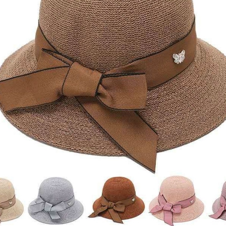 Mũ cói tiểu thư đi biển thắt nơ T2
