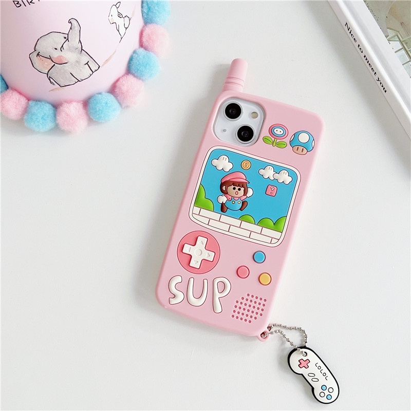 Ốp Điện Thoại Silicon Mềm Chống Sốc Hình Super Mario Màu Hồng Cho 11 xs max 7P / 8 Plus / 12pro / 13 / pro max