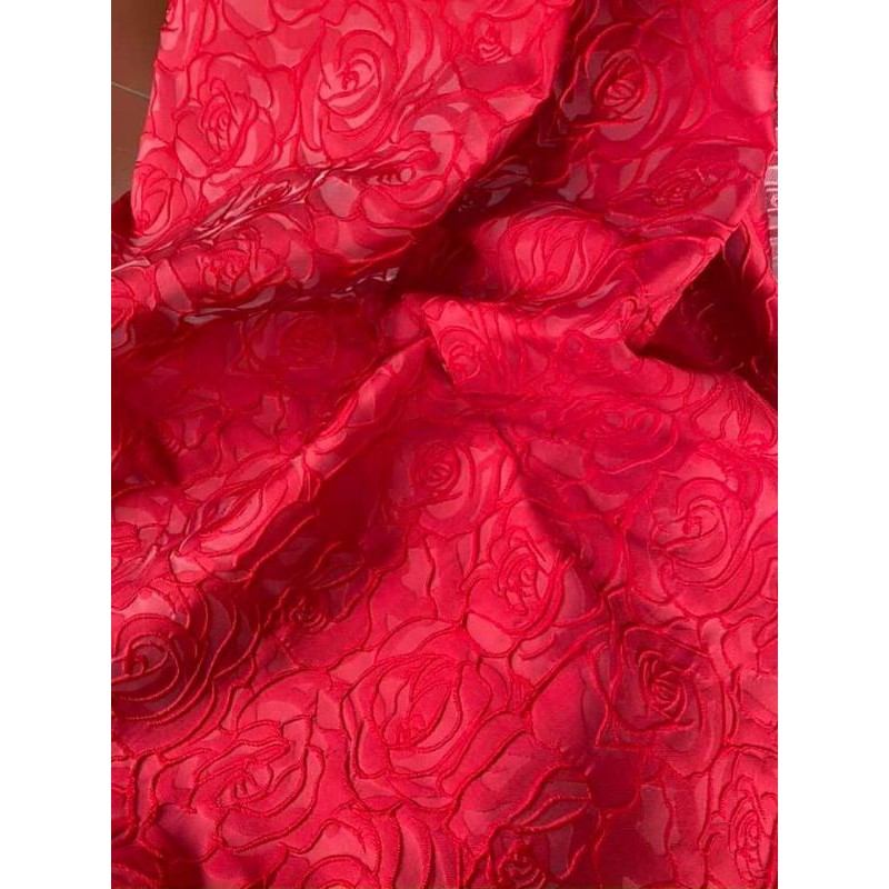 Vải gấm taffta vân hoa hồng