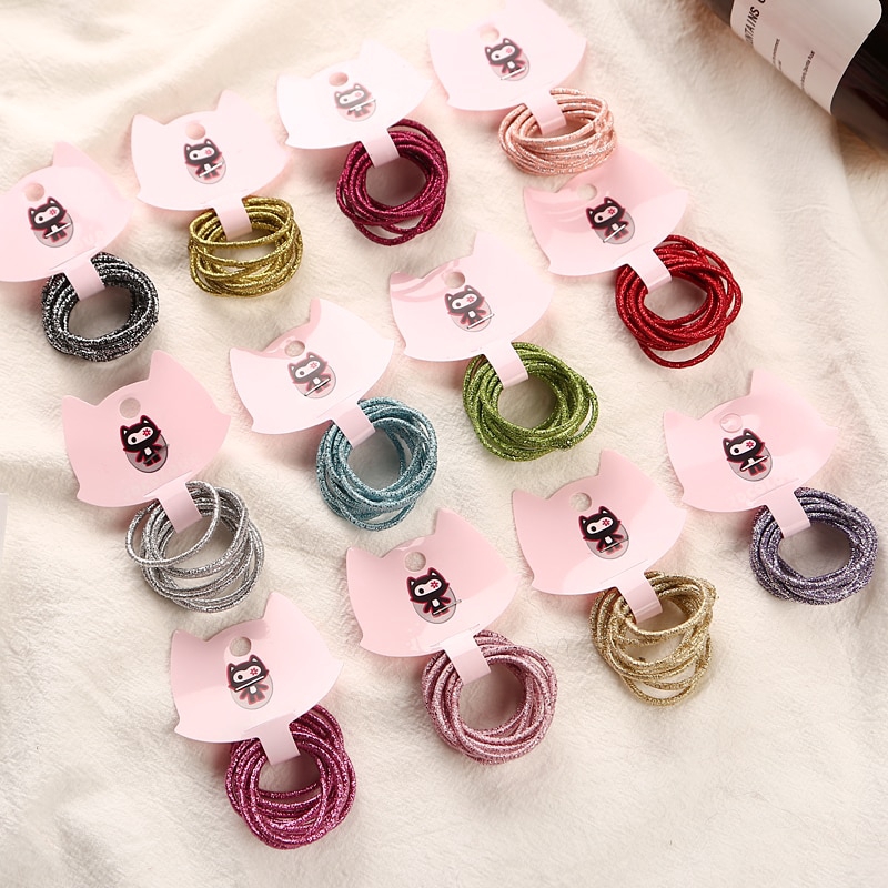 【TGS】(dây buộc tóc） 10Pcs/Cards  Child Rubber Bands Kids Hair Tie Wholesale Candy Colors Hair Elastics Hair Accessories