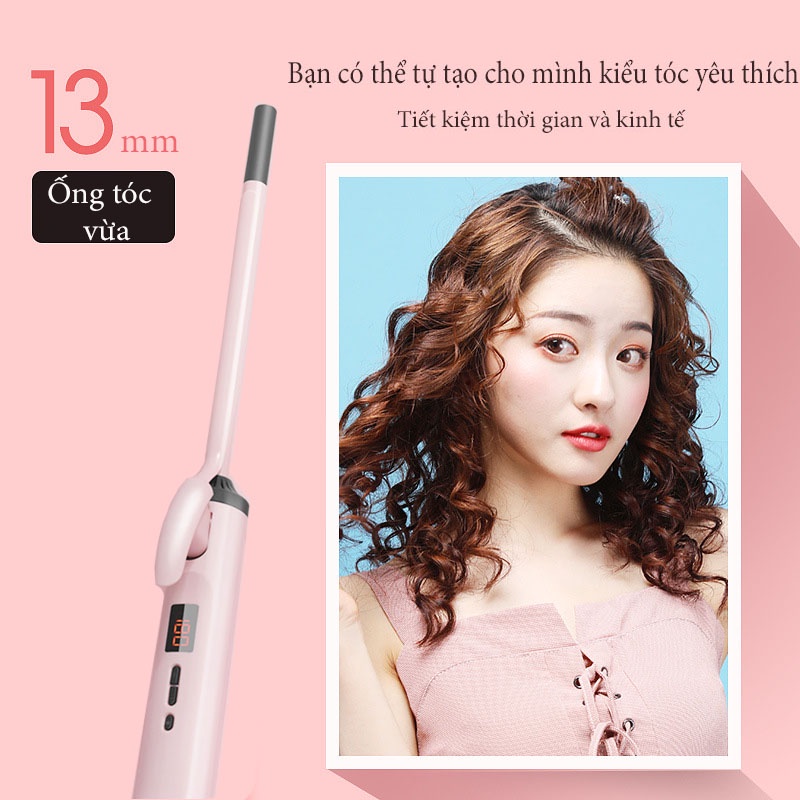 Máy uốn tóc hàn quốc cao cấp có thể điều chỉnh các mức nhiệt khác nhau với 3 size 9mm/13mm/16mm tặng kèm lược và kẹp