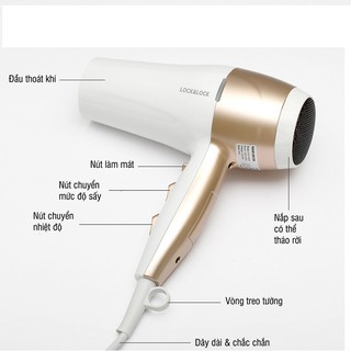 Máy sấy tóc Lock&Lock ENA136WHT - Hàng chính hãng, bảo hành 24 tháng, sấy nóng lạnh, 3 mức chỉnh nhiệt - JoyMall
