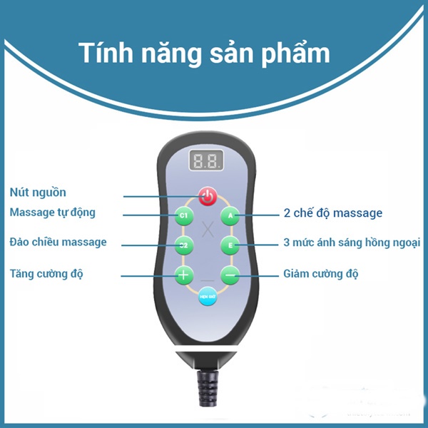 Máy massage lưng cột sống, gối massage lưng,gối mát xa cổ vai gáy Beame BM-V56 ,với con lăn 4D và nhiệt hồng ngoại