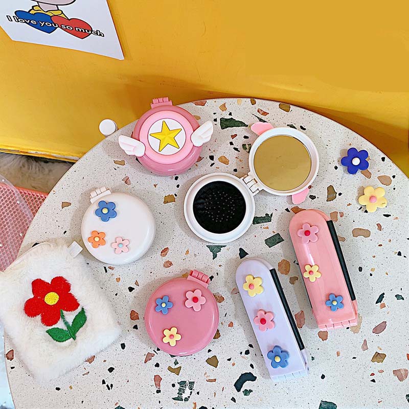 (Hàng Mới Về) Lược Chải Tóc Thiết Kế Hoạt Hình Dễ Thương Có Gương Tiện Dụng