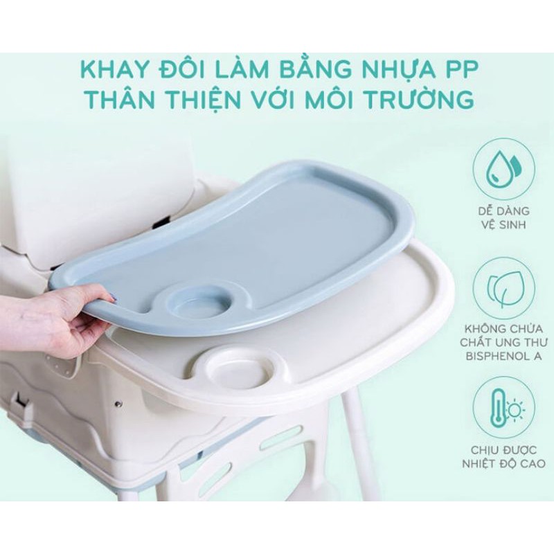 Ghế ăn dặm cho bé hanbei có bánh xe cho bé umoo-0505 cao cấp