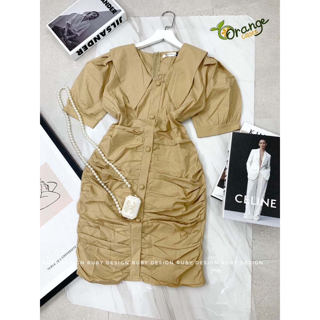 Đầm body cổ sơ mi nút bọc cao cấp . chất liệu xô đũi lụa loại 1 . Váy dự tiệc ôm sexy cho nữ sang chảnh ( OR23303 )