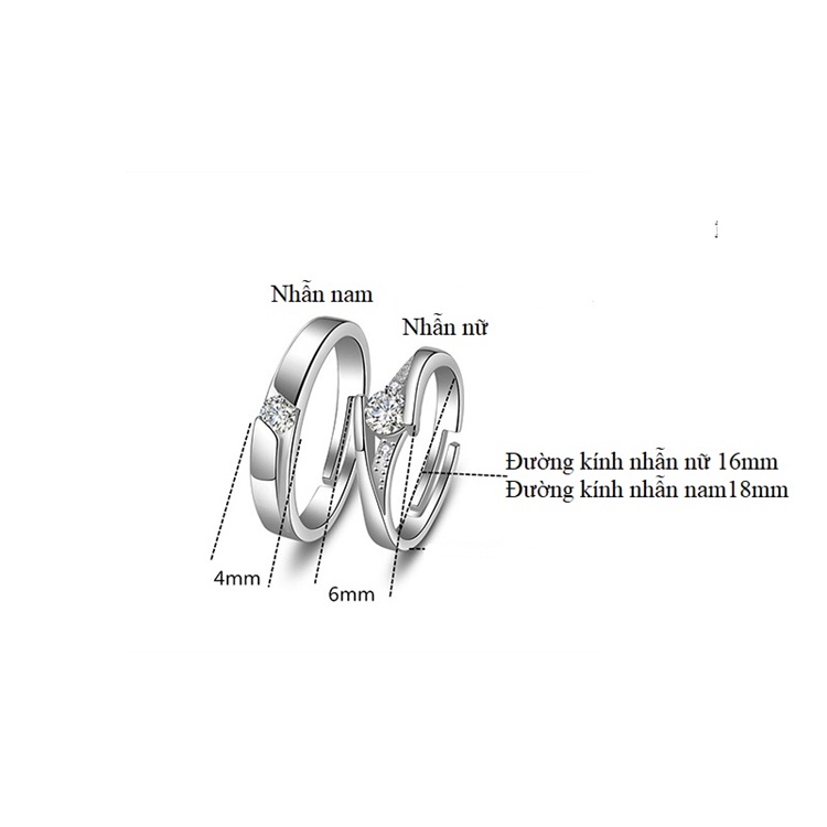 Nhẫn cặp nam nữ bạc Ý S925 - NC20