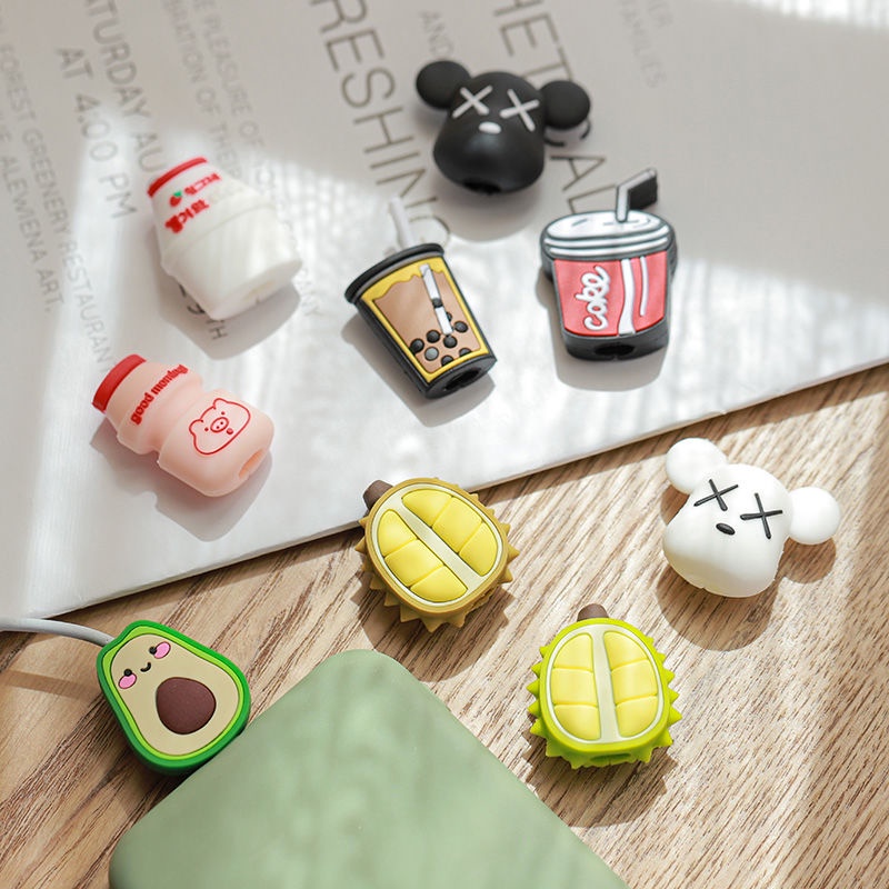 Thanh bọc bảo vệ đầu dây cáp sạc bằng silicone hình trái cây dễ thương cho Android/ IOS