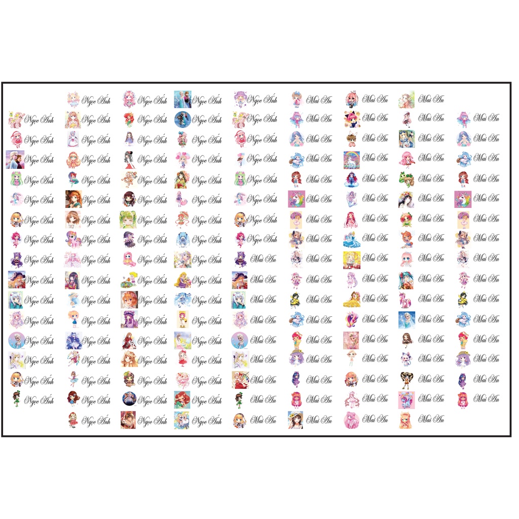 Com bo 150 Sticker tên bé