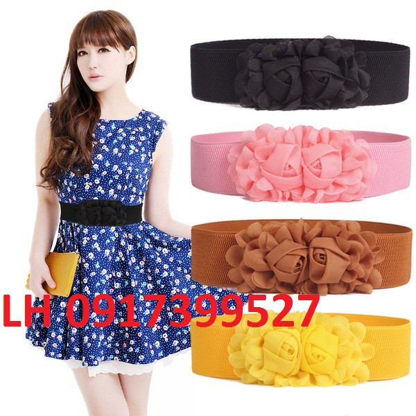 Dây nịt thắt lưng nữ bản to Roses cao cấp