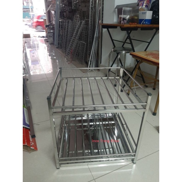 Kệ để xoong nồi inox 2 tầng, kích thước 45x45x cao 42cm