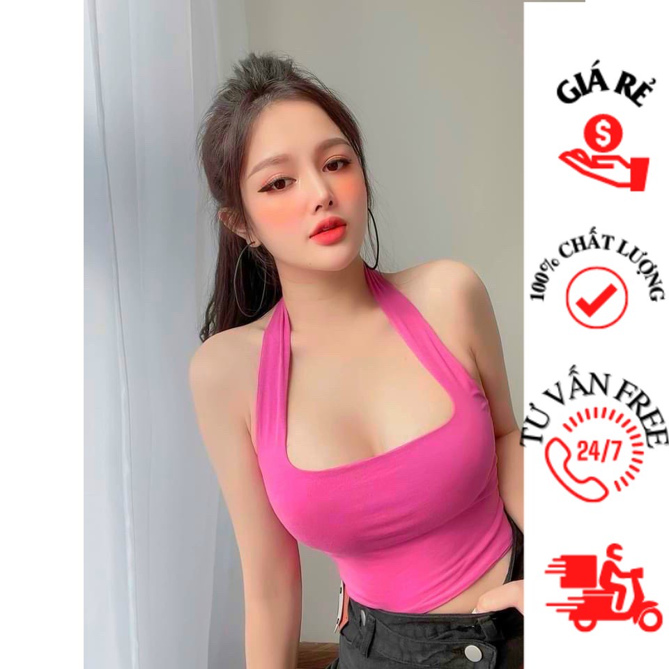 Áo CropTop Yếm hở lưng chất thun gân P2 alohashop91