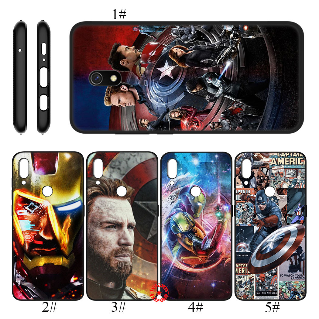 Ốp Điện Thoại Silicon Mềm Hình Captain America Iron Man 45ni Cho Xiaomi Redmi Note 5 6 7 Pro Plus 5a