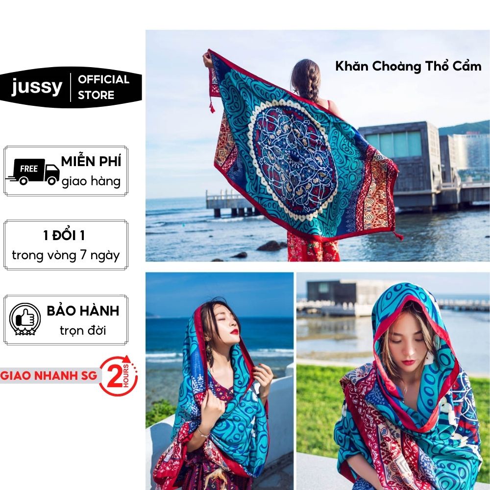 Khăn Choàng Quàng Cổ Boho Họa Tiết Thổ Cẩm Jussy Official Khăn Xô Đi Biển Size To 90x180cm Nhiều Mẩu Đẹp