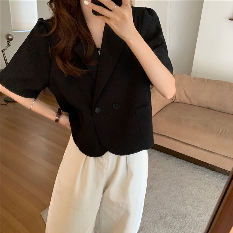 Áo Khoác Vest Ngắn Dáng Rộng Thiết Kế Mới 2022 Phong Cách Hàn Quốc Thời Trang Mùa Hè Cho Nữ