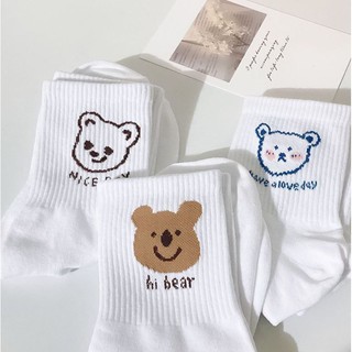 Set 5 Đôi Tất Nữ Gấu Trắng cao Cổ SS2