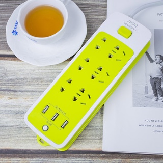 Ổ cắm điện đa năng có cổng usb sạc pin chuyển đổi thông minh chống giật phích dây dài 1m3 với 6 ổ cắm cùng 3 khe cắm USB