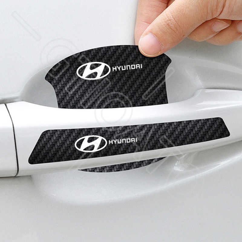 GTIOATO Bộ Bảo Vệ Tay Nắm Cửa ô Tô Sợi Carbon Bộ Bảo Vệ Bát Cửa Gương Hậu Xe HơI MiếNg DáN ChốNg XưỚC Phụ KiệN Ô Tô Cho Hyundai Accent Kona I10 I30 I20 Elantra Sonata Tucson SantaFe Creta Veloster NEXO Venue