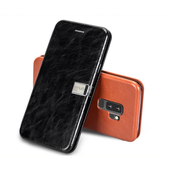 Bao da Galaxy S9 Plus Lenuo Lebe Flip Case - tặng dán lưng Carbon