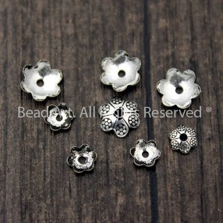 Charm Ốp Hình Cách Hoa Bạc 925, Phối Vòng Tay Phong Thuỷ, Chuỗi Hạt, Trang Sức, Mặt Dây Chuyền S50 - Bead Art