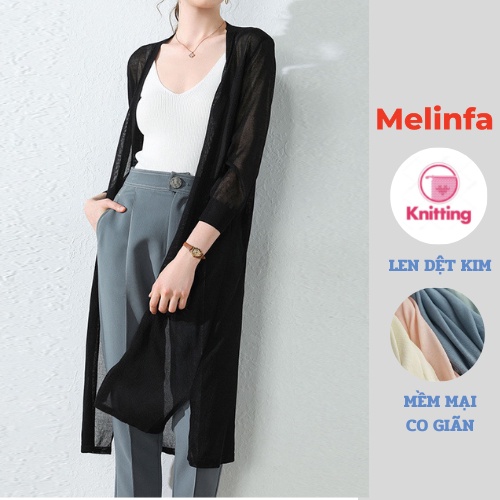 Áo len cardigan dáng dài nữ, áo khoác len mỏng nữ sẻ tà phong cách thanh lịch trẻ trung mã VAA0225