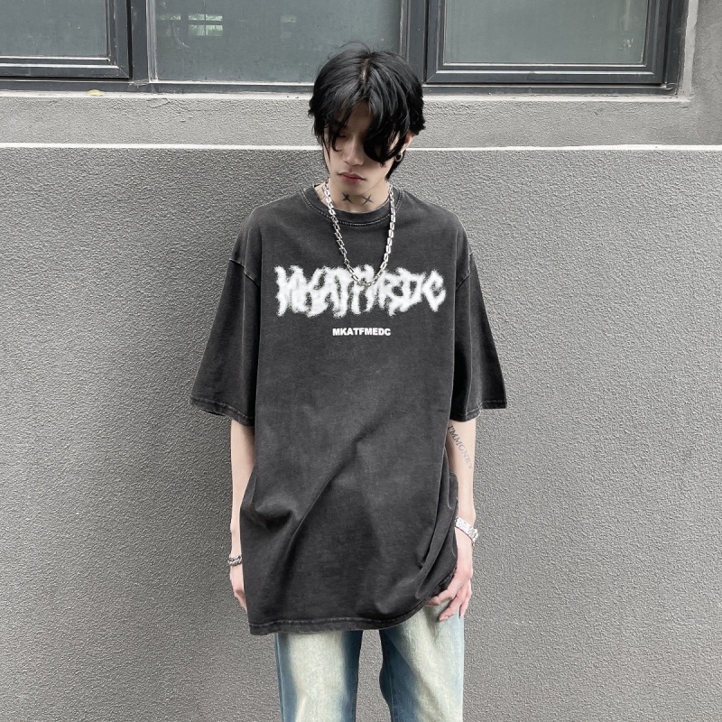 Áo Thun Tay Ngắn Dáng Rộng In Chữ Phong Cách retro Âu Mỹ Thời Trang Cho Cặp Đôi