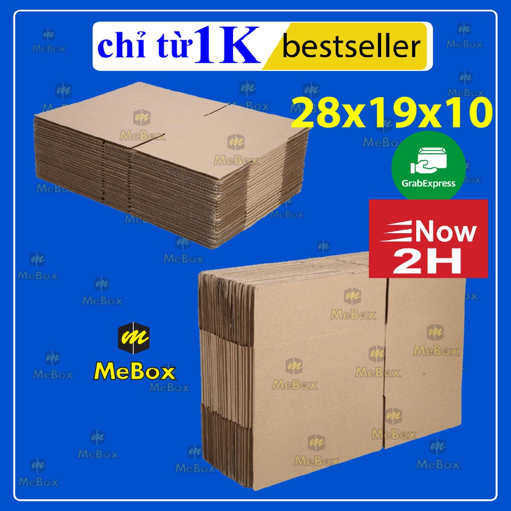 Hộp carton 28x19x10 gói hàng trơn dán đẹp