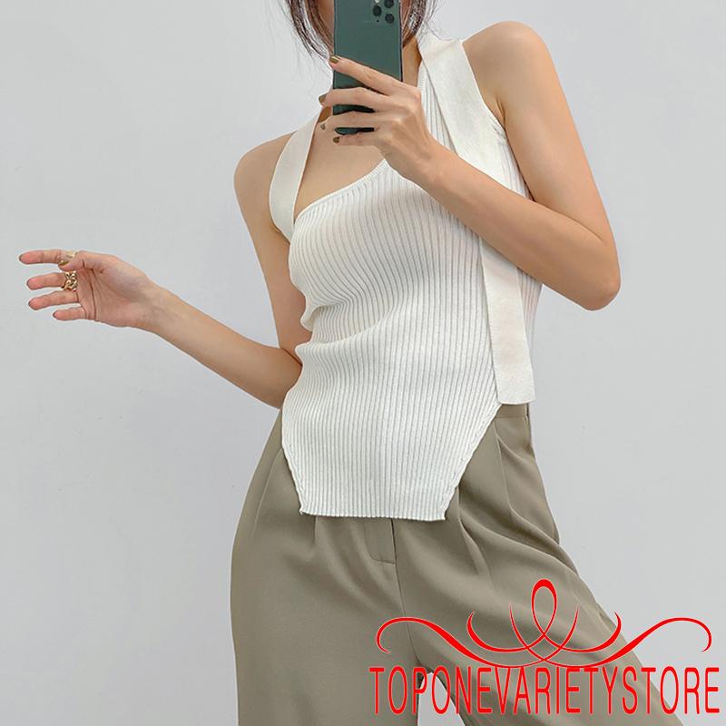 Áo sát nách dệt kim màu sắc thời trang quyến rũ cho nữ