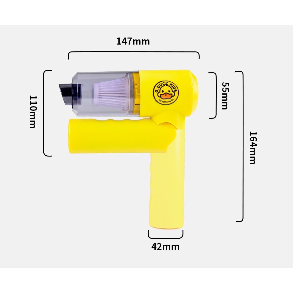 Máy hút bụi mini không dây cầm tay pin Sạt gấp gọn vịt vàng G.Duck 2 đầu nối