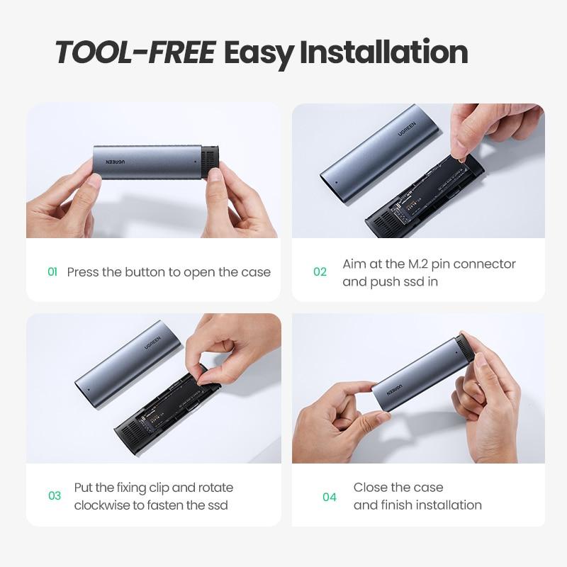 Hộp đựng Ổ Cứng M2 SSD Ugreen 10902 CM400  Chính Hãng có kèm dây USB C
