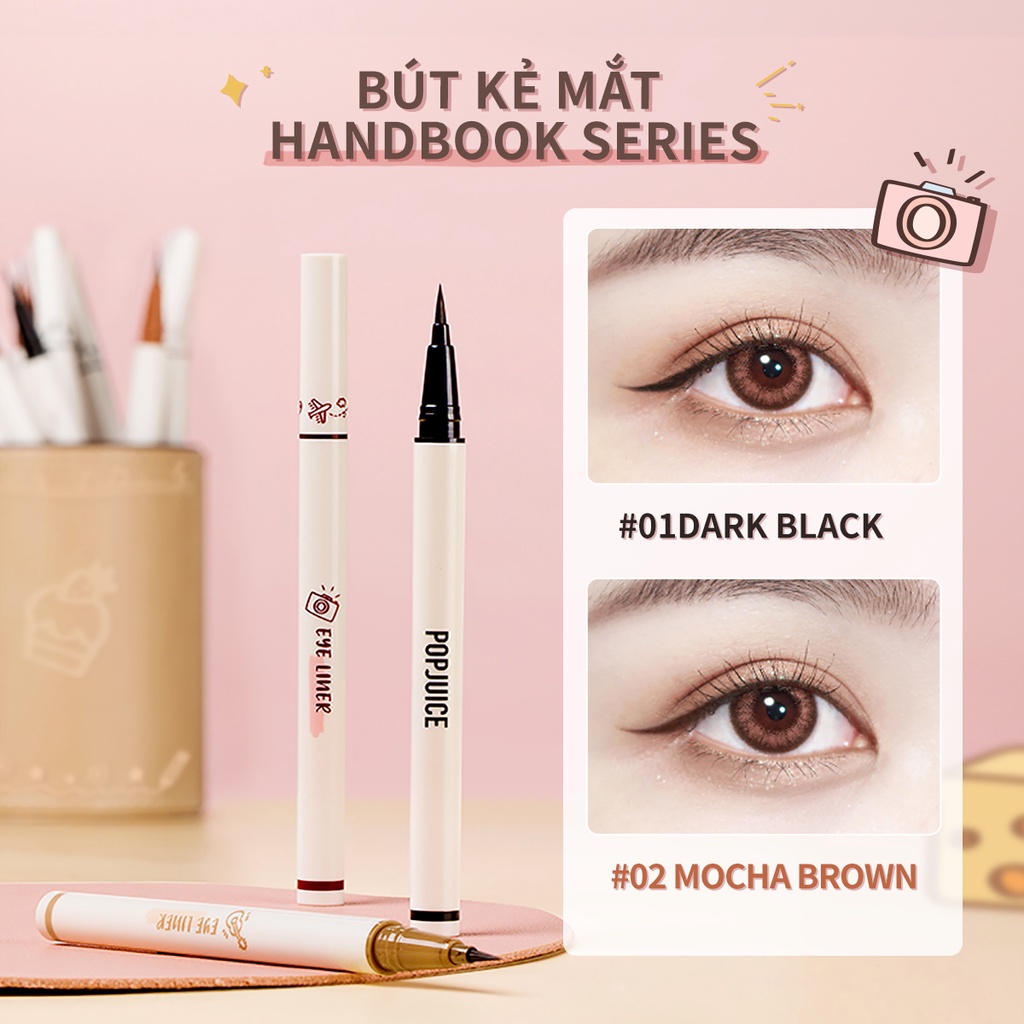 Bút kẻ mắt POPJUICE dạng lỏng mềm mịn nhanh khô chống thấm nước lâu trôi sắc tố cao