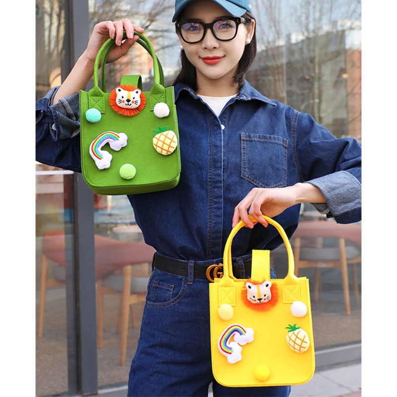 Túi Tote Vải Nỉ Kích Thước Lớn Có Tay Cầm In Họa Tiết Hoạt Hình Dùng Để Đựng Quà Cưới / Làm Quà Tặng Cho Mẹ