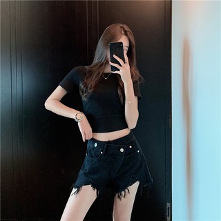 Quần short jean cài nút lệch cá tính (có hình thật)