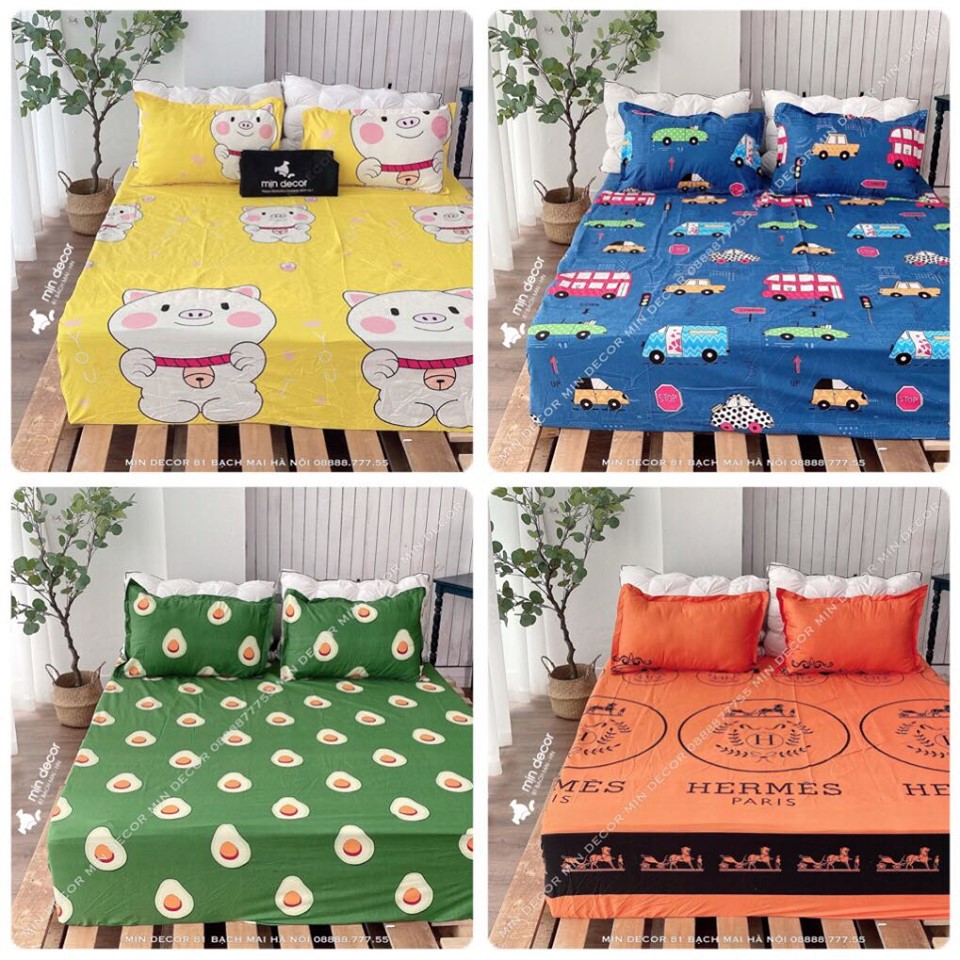 Drap Giường + 2 Vỏ Gối  - Ga Giường Cotton 3D Mềm Mịn (Hình Ảnh Độc Quyền) Hot Trend 2020 - Mịn Decor