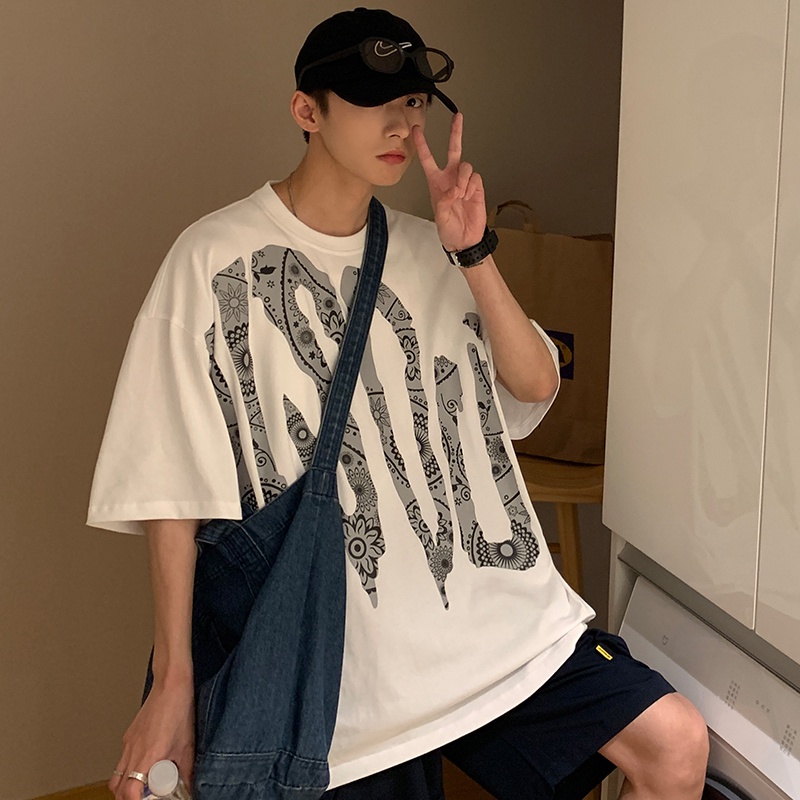 Áo Thun Nam Tay Ngắn In Hình Hoa Trẻ Trung