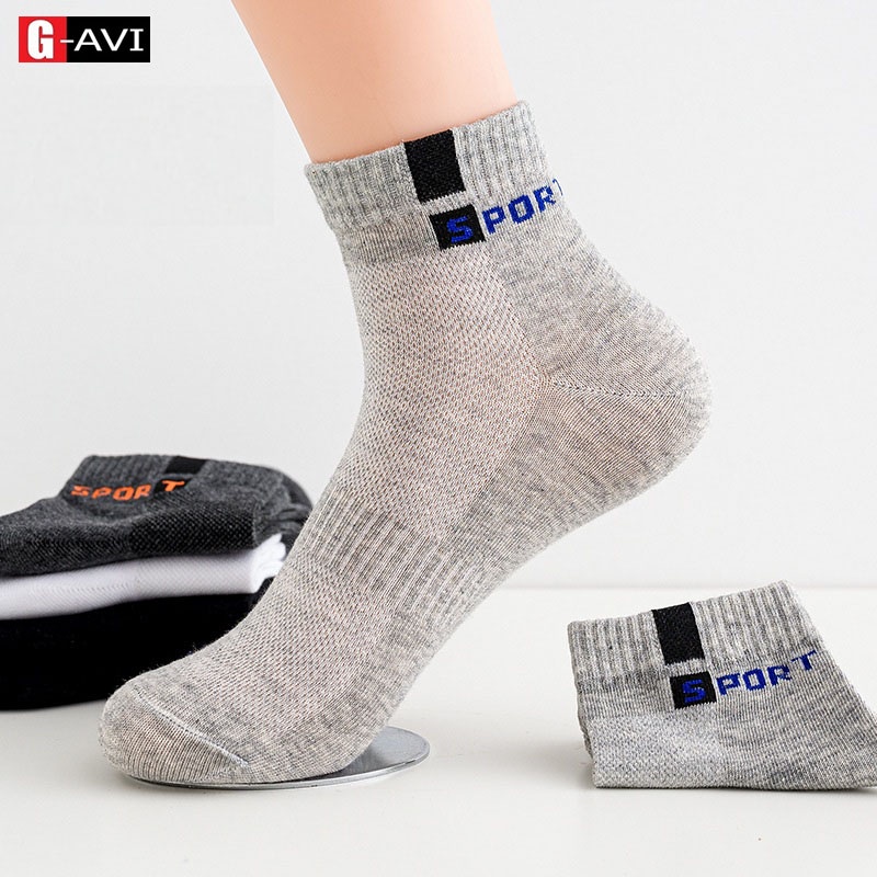 Tất nam SPORTS tất mùa hè cổ nhỡ chất cotton thoáng khí thấm hút mồ hôi